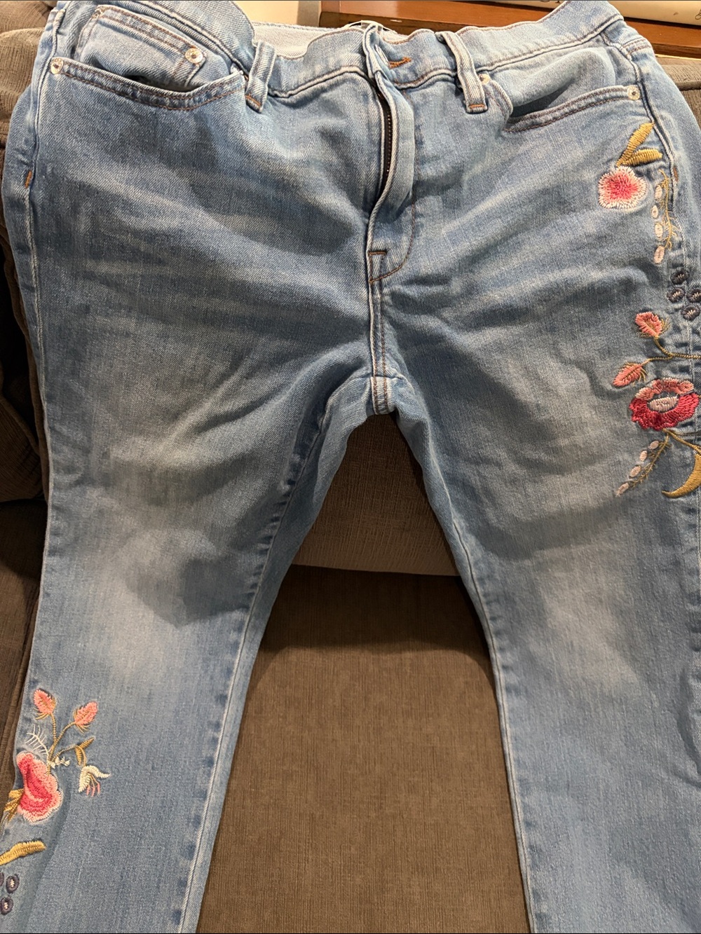 J. Crew Light Blue Embroidered Skinny Jeans